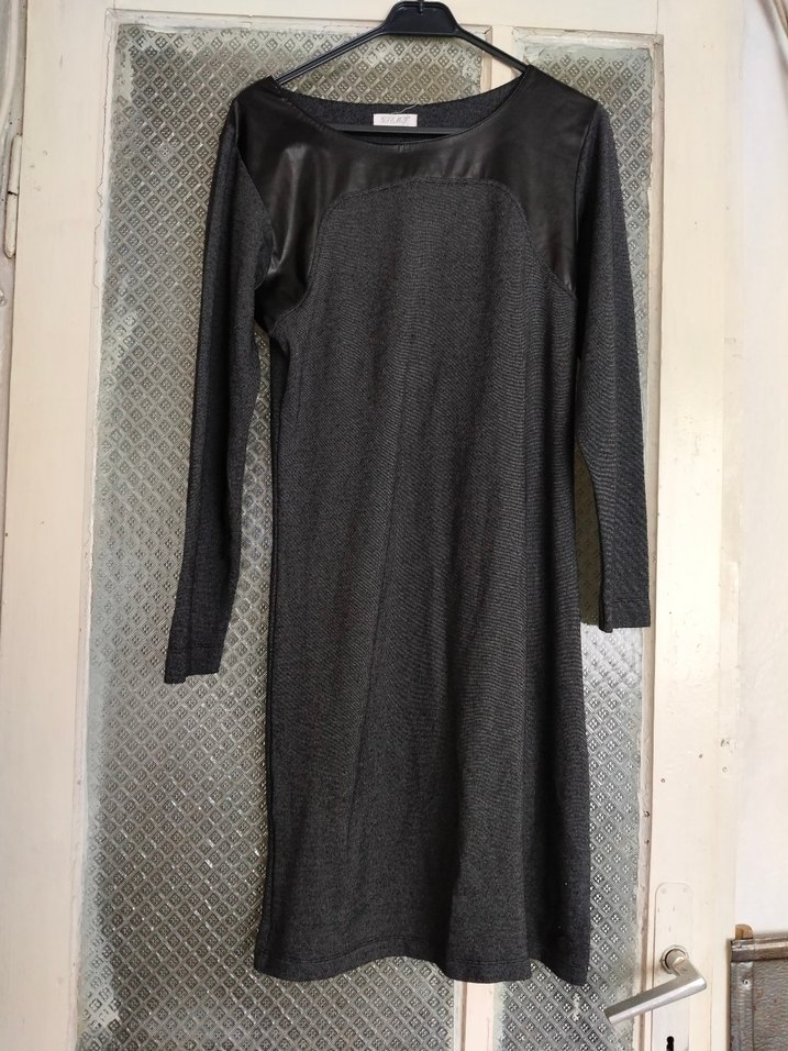 Gri Uzun Kollu Kadın Triko Elbise - Görsel 3