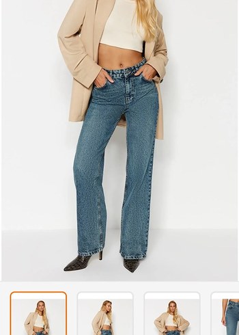 Düz Kesim Mavi vintage Denim Kadın Jean Milla