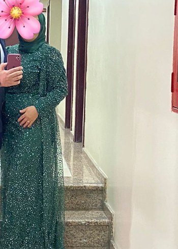 Abiye Yeşil Uzun Kollu Uzun Abiye Elbise