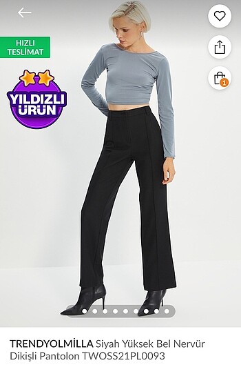 Trendyolmilla Siyah Nervür Dikişli Pantolon