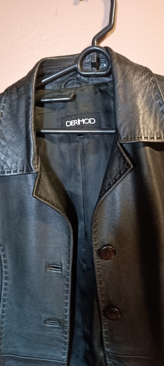 Deri Siyah Düğmeli Biker Ceket - Görsel 2