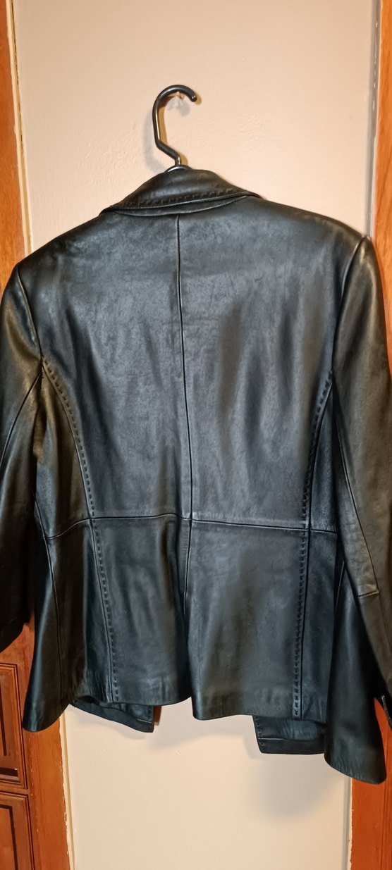 Deri Siyah Düğmeli Biker Ceket - Görsel 3