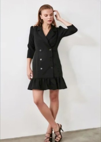 42 Beden siyah Renk Siyah Midi Blazer elbise