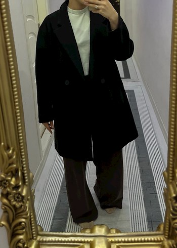 Siyah Çift Düğmeli Kaban - Görsel 2