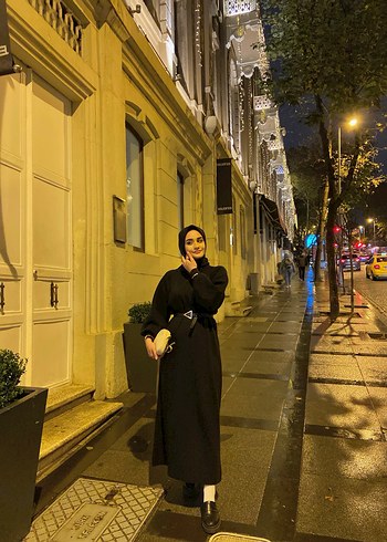 Uzun Siyah Gotik Kadın triko elbise - Görsel 2