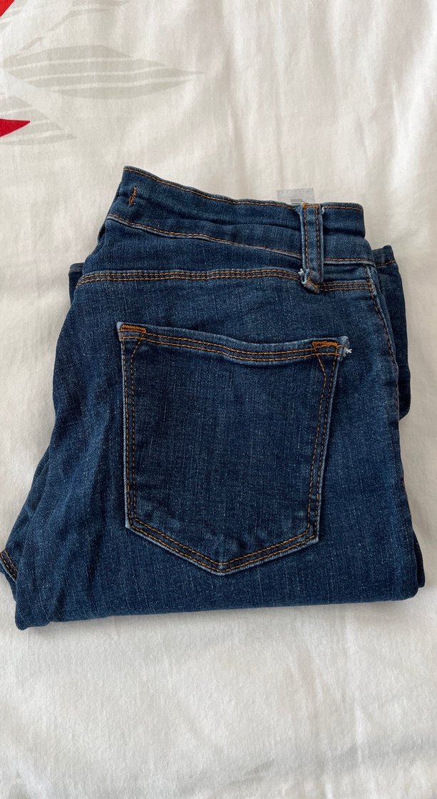 Düğmeli Kadın Mavi Denim Pantolon - Görsel 2