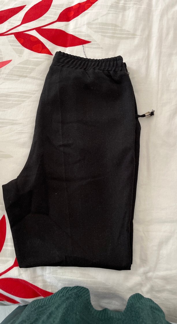 Düğmeli Siyah Kadın Kumaş Pantolon - Görsel 2