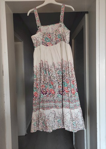 Zara Bohem Çok Renkli Uzun Askılı Elbise