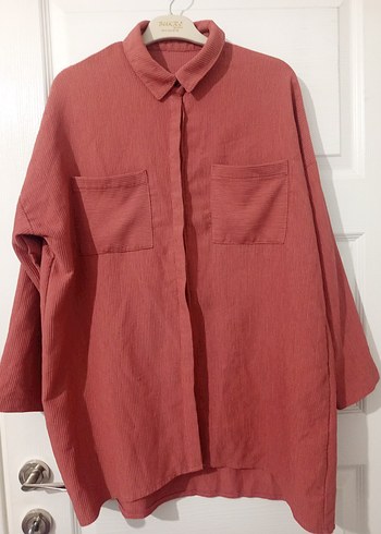 Bordo Düğmeli Keten Gömlek - Görsel 2