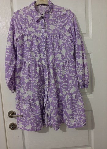 Uzun Mor Düğmeli Hamile Tunik - Görsel 2