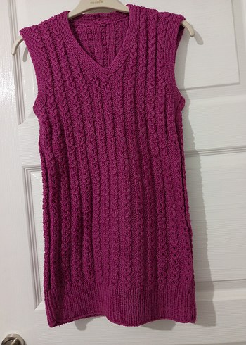 Mor Örgü Kadın Süveter V Yaka - Görsel 2