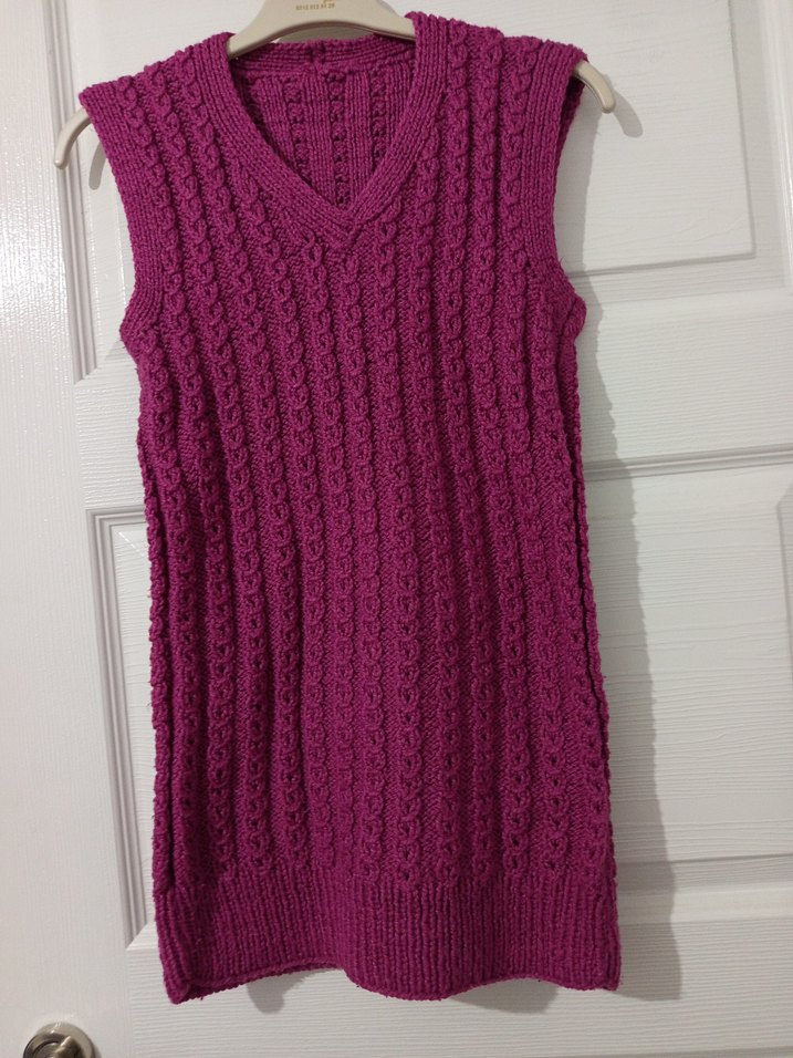 Mor Örgü Kadın Süveter V Yaka - Görsel 2