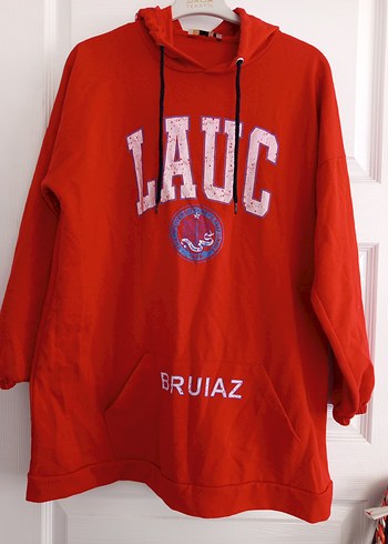 Kırmızı Kapüşonlu Baskılı Sweatshirt - Görsel 2