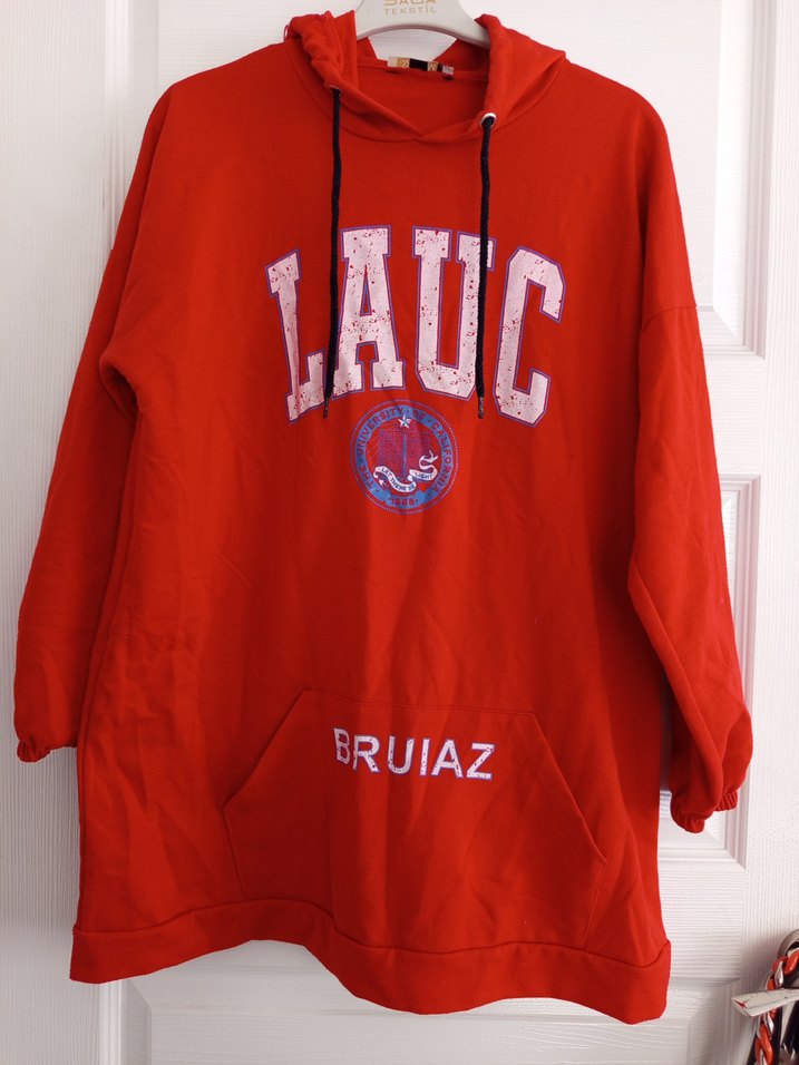 Kırmızı Kapüşonlu Baskılı Sweatshirt - Görsel 2