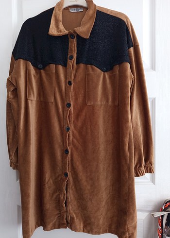 Düğmeli Kadın Süet Gömlek Elbise - Görsel 2