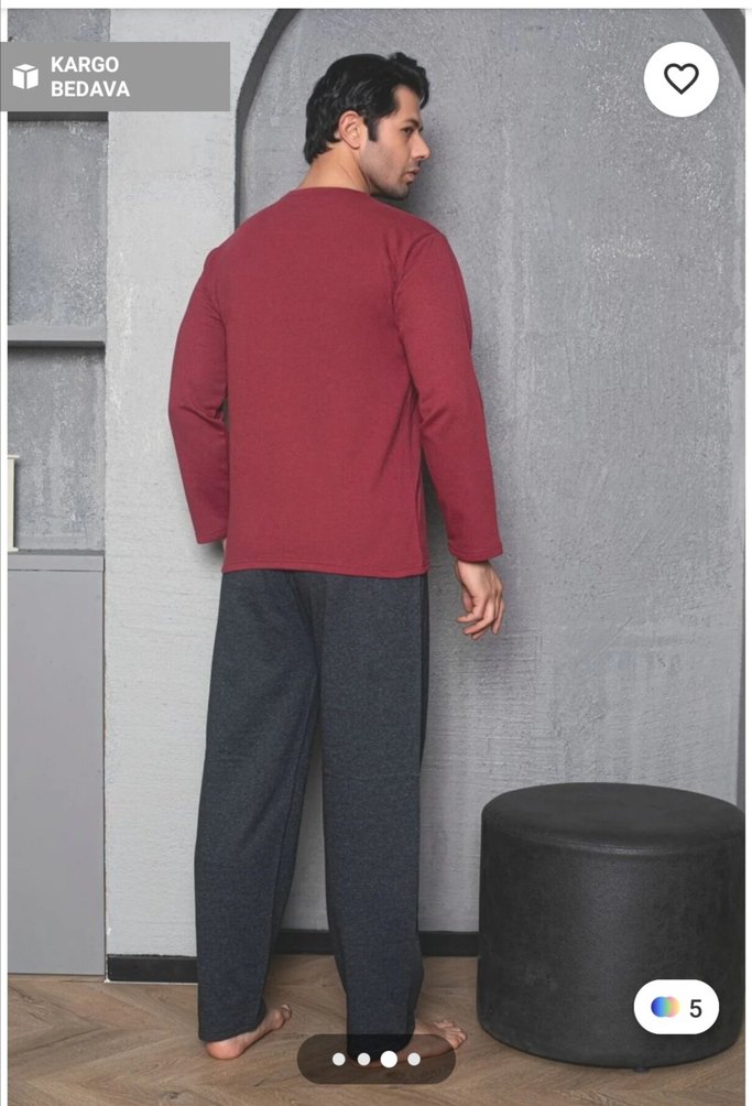 Erkek Uzun Kollu Rahat Pijama Takımı - Görsel 3