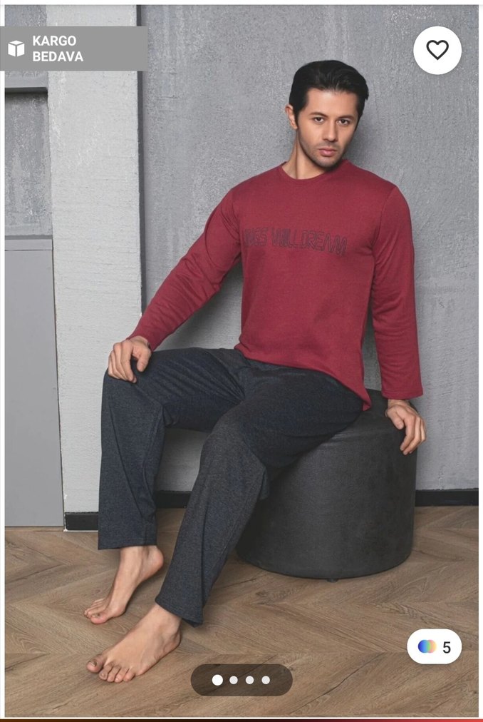 Erkek Uzun Kollu Rahat Pijama Takımı - Görsel 2