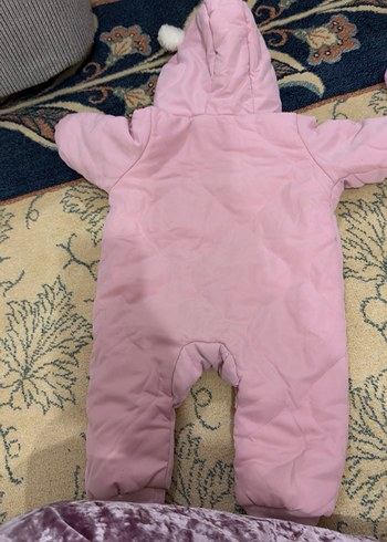 Kapüşonlu Pembe Bebek Tulumu - Görsel 3