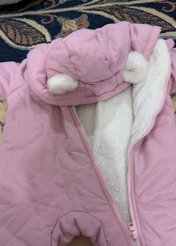 Kapüşonlu Pembe Bebek Tulumu - Görsel 2