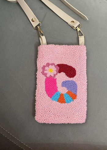 Pembe Boncuklu Çapraz Çanta