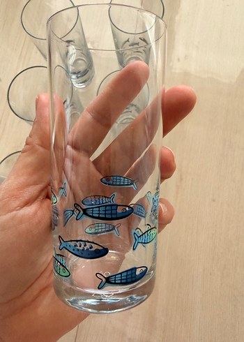 Rakle Foca 6'lı Mavi Balık Desenli Bardak Seti - Görsel 2