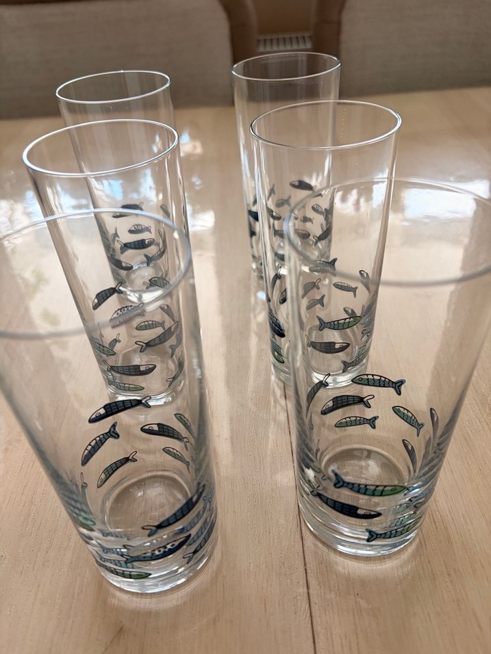 Rakle Foca 6'lı Mavi Balık Desenli Bardak Seti - Görsel 3