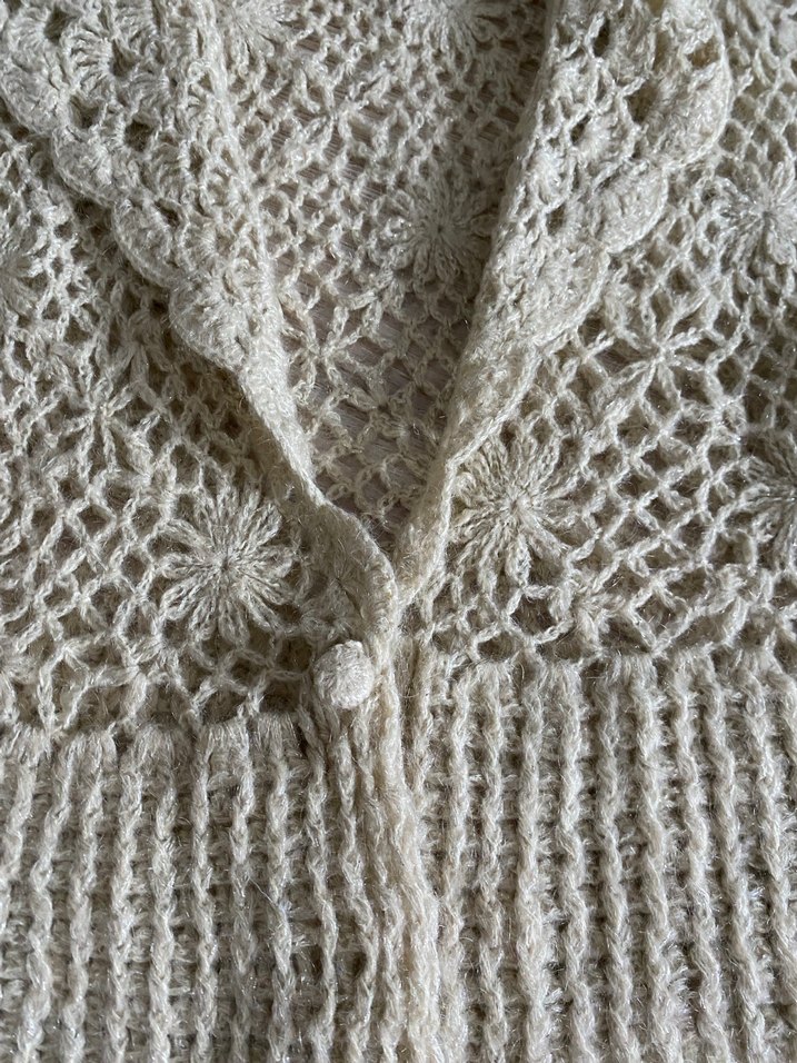 Bej Örgü Kadın Mini Hırka - Görsel 2