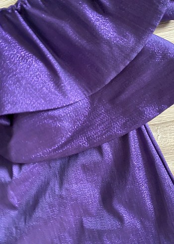 Parlak Mor Volanlı Zara Elbise - Görsel 3