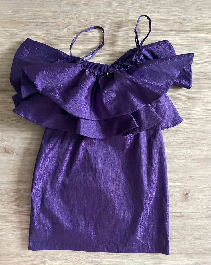 Parlak Mor Volanlı Zara Elbise - Görsel 2
