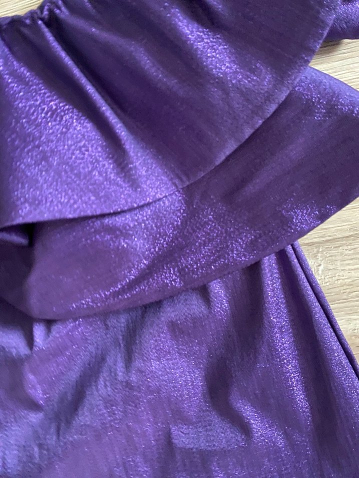 Parlak Mor Volanlı Zara Elbise - Görsel 3