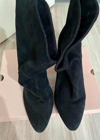 Mango siyah süet topuklu bot - Görsel 3