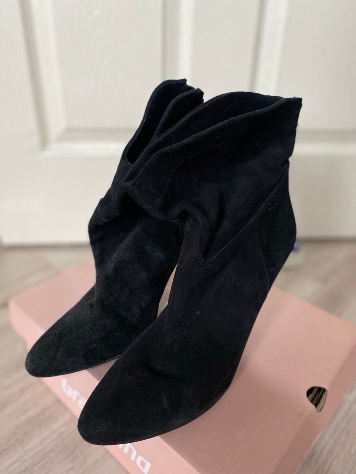 Mango siyah süet topuklu bot - Görsel 2