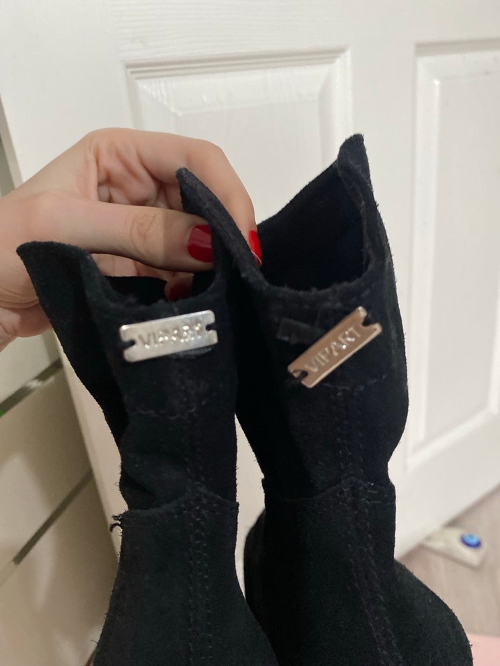 Mango siyah süet topuklu bot - Görsel 4