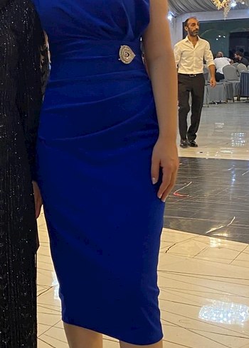 Zara Drapeli saks mavisi Midi Elbise