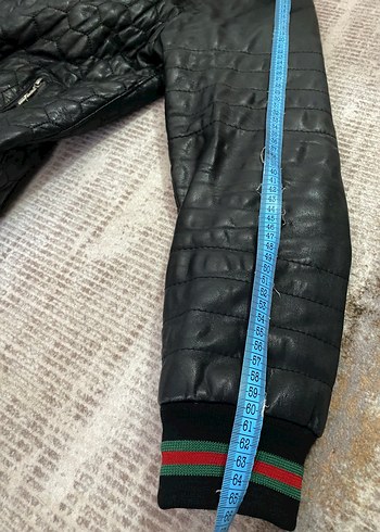 l Beden Gucci Deri Siyah Erkek Biker Ceket