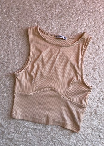 Addax Bej Kolsuz Crop Top