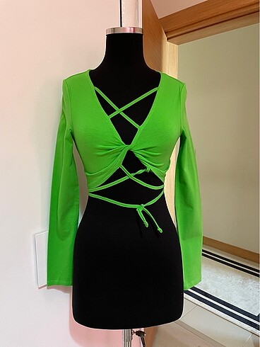 Yeşil Crop bluz