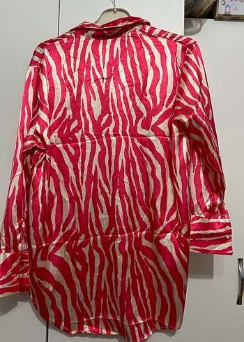 Pembe Zebra Desenli Uzun Kollu Gömlek - Görsel 2