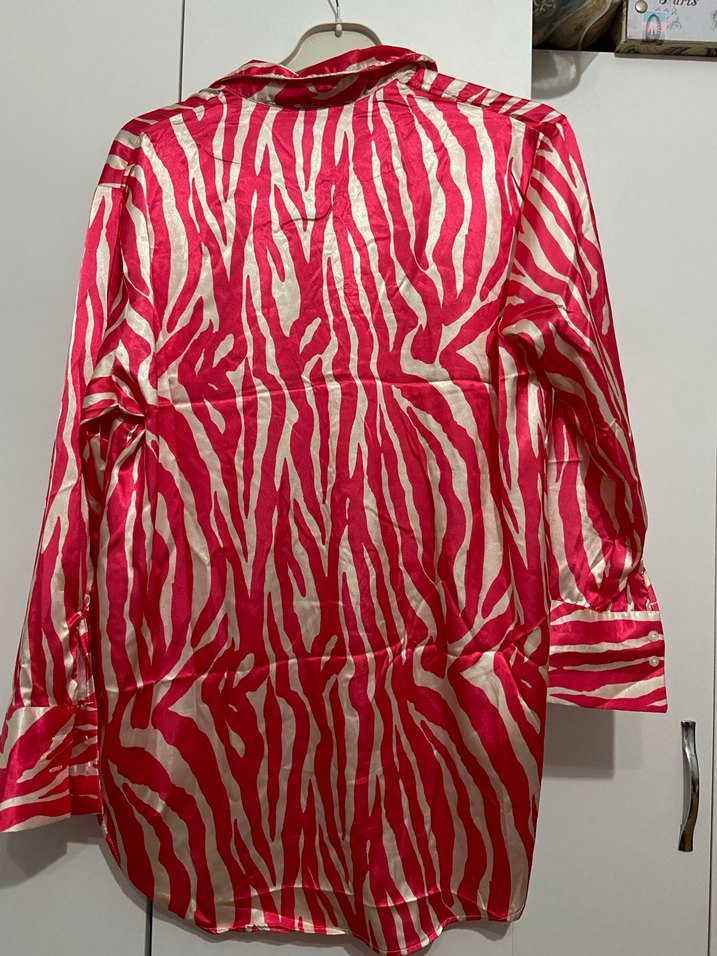 Pembe Zebra Desenli Uzun Kollu Gömlek - Görsel 2