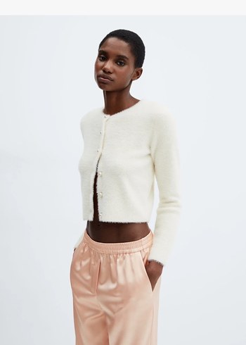 Mango Bej Lastikli Saten Pantolon - Görsel 3