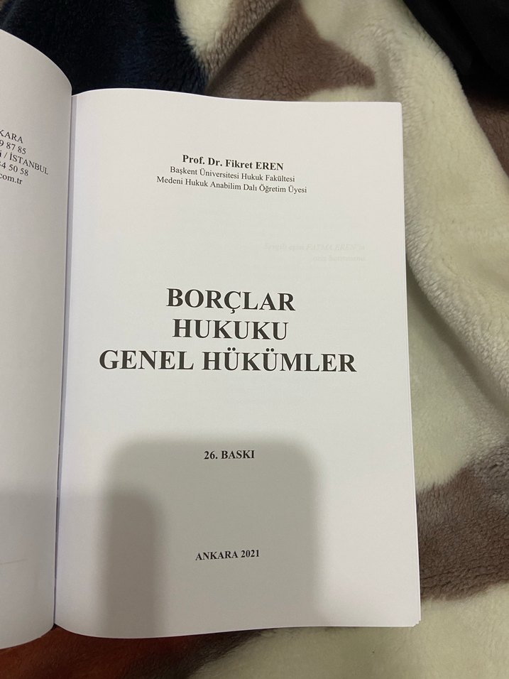 Borçlar Hukuku kitabı fikret eren - Görsel 2