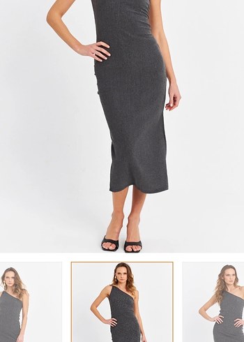 Omuz aksesuarlı kolsuz mide elbise - Görsel 2