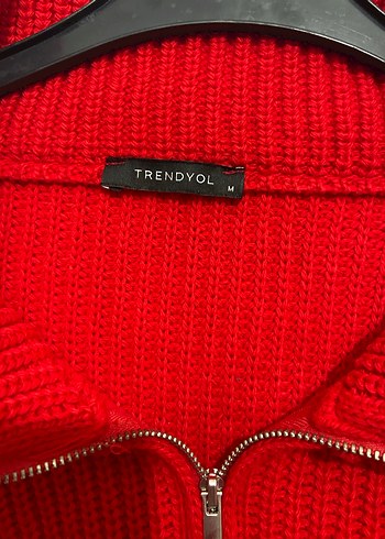 Kırmızı Fermuarlı Crop Kazak - Görsel 2