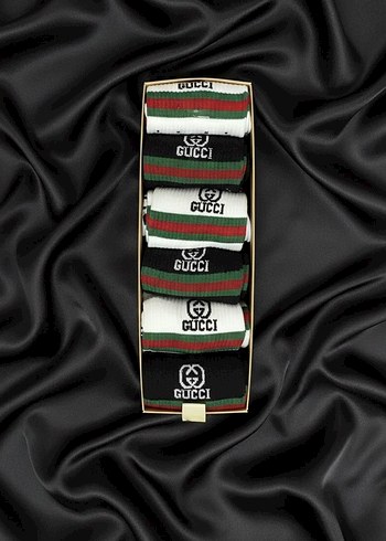 GUCCİ 3 İPLİK DİKİŞLİ UZUN ÇORAP 6'LI - Görsel 3