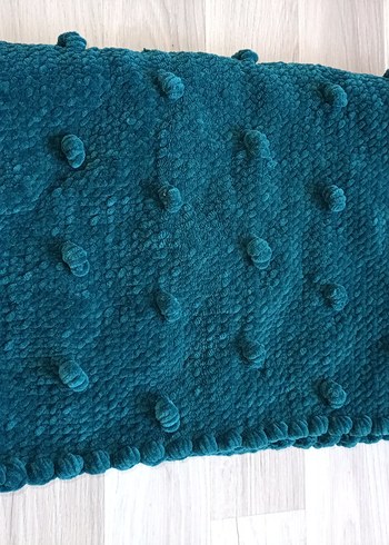 yeşil Nakışlı Örgü Çocuk Battaniyesi - Görsel 3