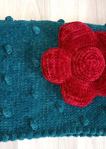 yeşil Nakışlı Örgü Çocuk Battaniyesi - Görsel 2