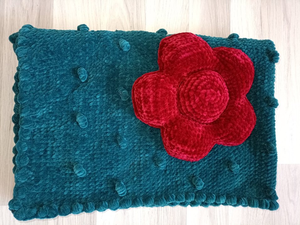 yeşil Nakışlı Örgü Çocuk Battaniyesi - Görsel 2