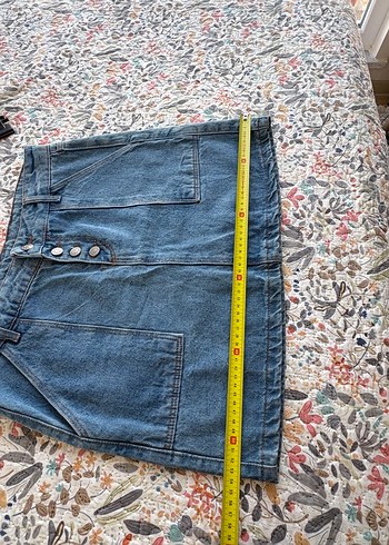 Diğer Düğmeli Mavi Denim kot Mini Etek
