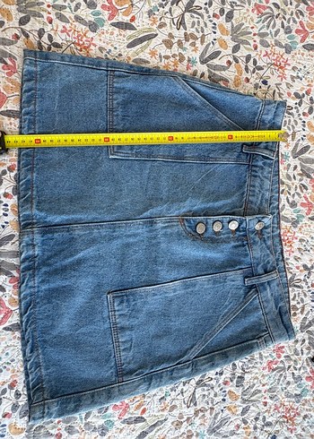 40 Beden mavi Renk Düğmeli Mavi Denim kot Mini Etek