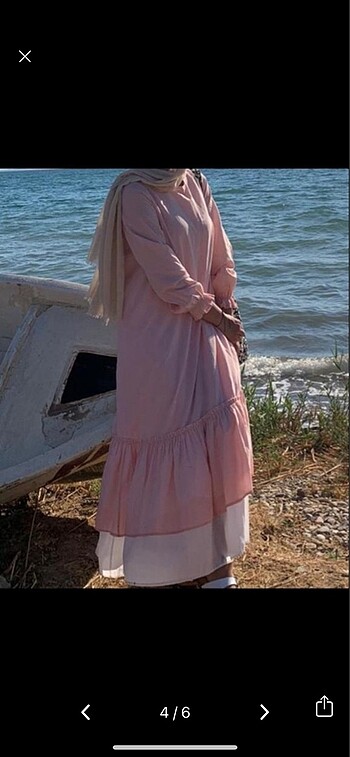 m Beden pembe Renk Pudra pembe kat detay elbise